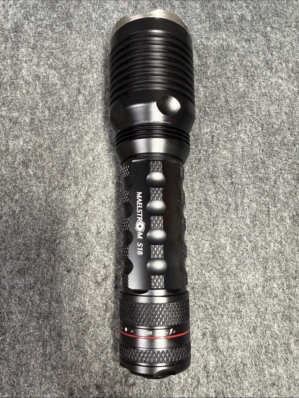4Sevens Maelstom S18 Black Flashlight with Red Accent Ring